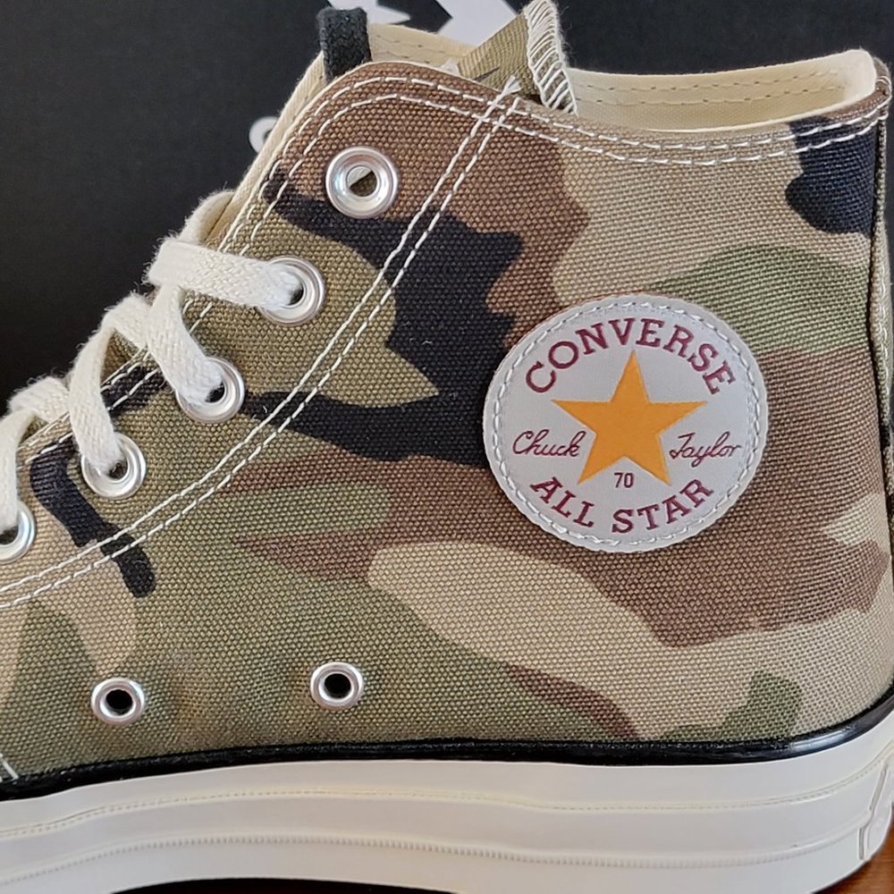 Converse X Carhatt WIP Chuck 70 Hi Camouflage 169221C Covert Green Size 8.5 NWB - Picture 10 of 13